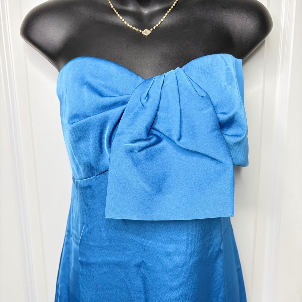 NEW Lilly Pulitzer Blue Satin Strapless Bow Cocktail Dress Sz 6 Sweetheart Mini